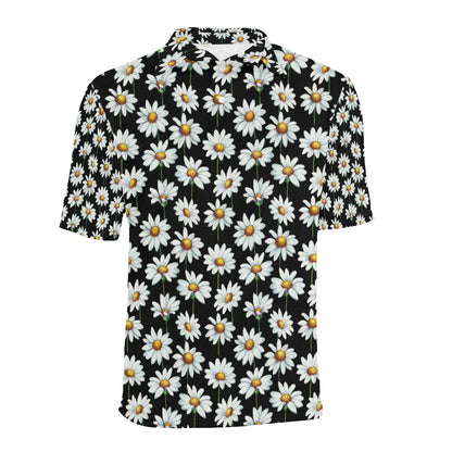 Daisy Print Pattern Men Polo Shirt