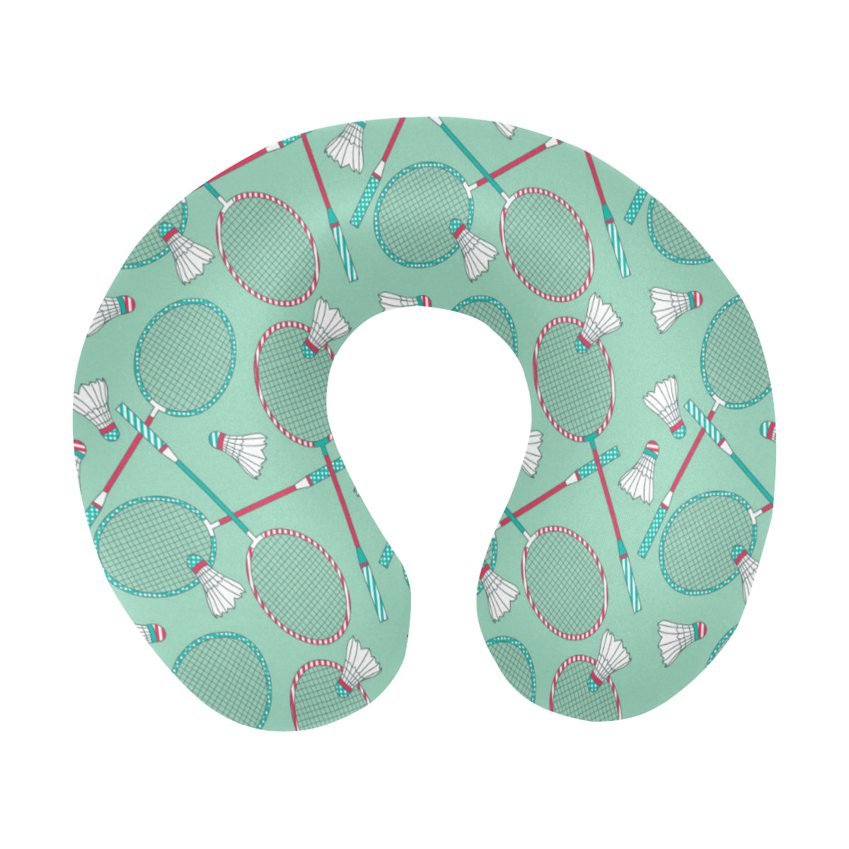 Badminton Pattern Print Design 05 U-Shaped Travel Neck Pillow