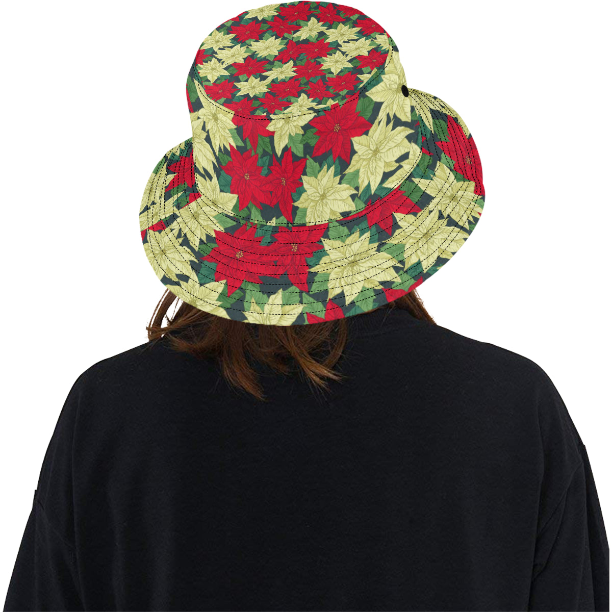 Poinsettia Pattern Print Design POT06 Unisex Bucket Hat