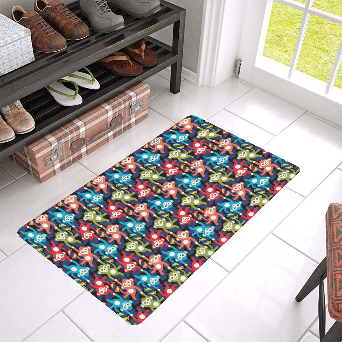 Monkey Colorful Design Themed Print Rubber Doormat