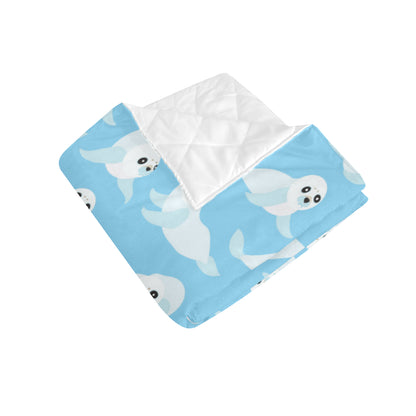 Sea Lion Cute Pattern Print Design 03 Premium Quilt