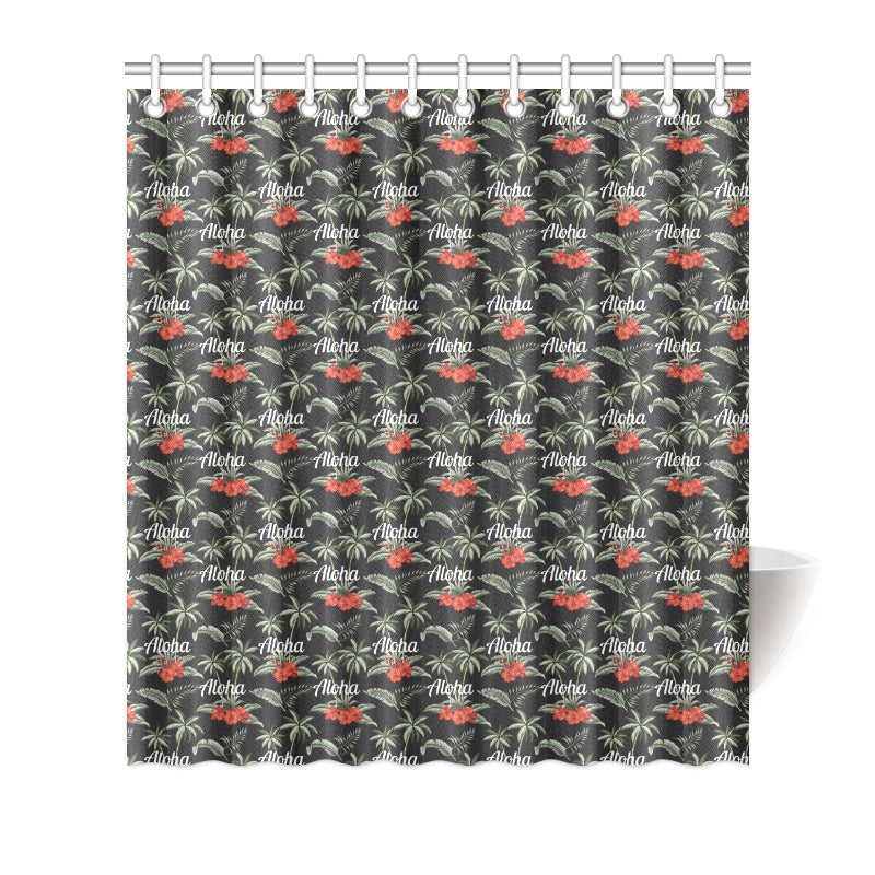 Aloha Palm Tree Design Themed Print Shower Curtain