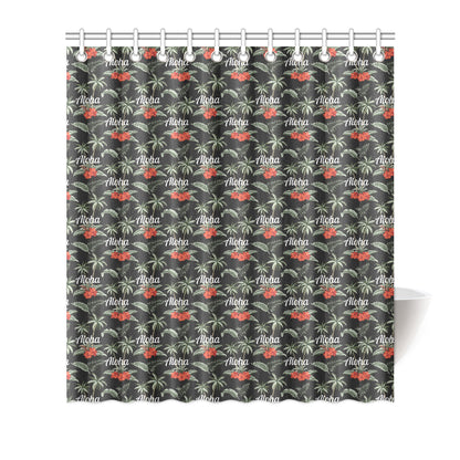 Aloha Palm Tree Design Themed Print Shower Curtain