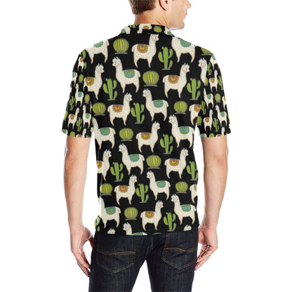 Alpaca Cactus Pattern Print Design 07 Men Polo Shirt