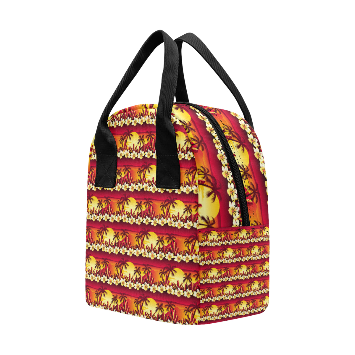 Hawaiian Tropical Sunset Hibiscus Print Insulated Lunch Bag