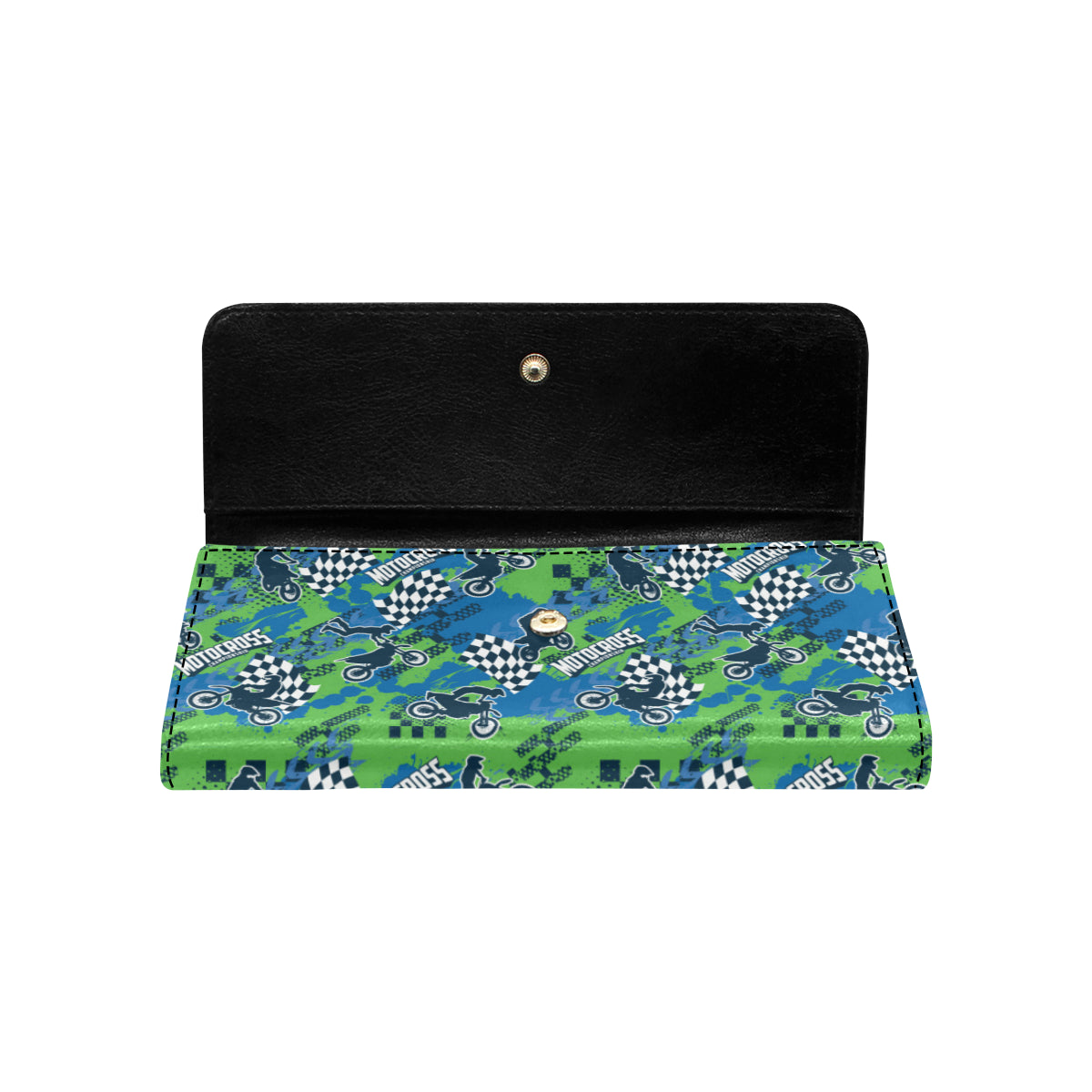 Motocross Pattern Print Design 04 Women's Trifold Wallet