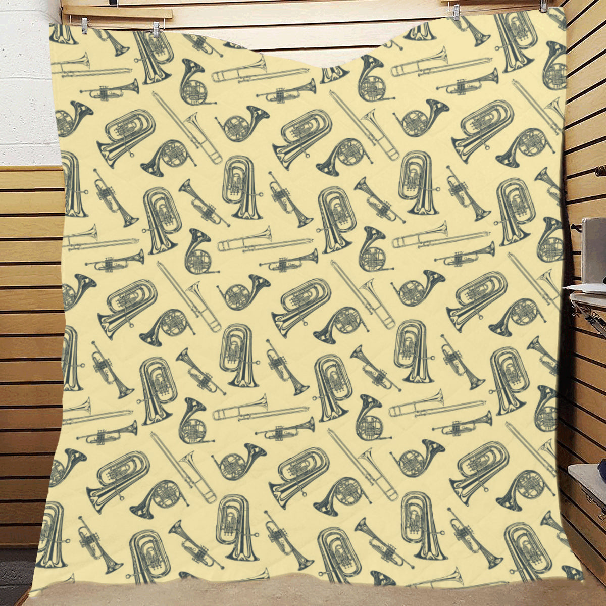 Tuba Pattern Print Design 01 Premium Quilt