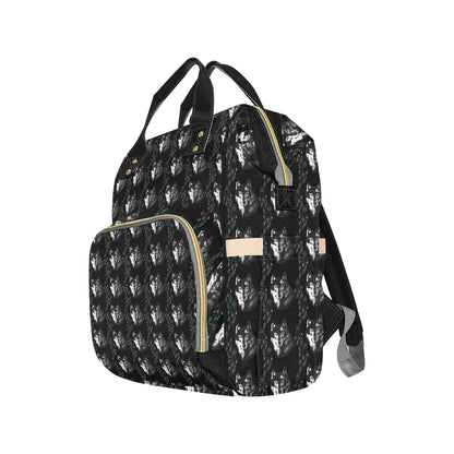 Wolf Black Dream Catcher Design Print Diaper Bag Backpack