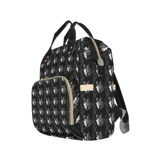 Wolf Black Dream Catcher Design Print Diaper Bag Backpack