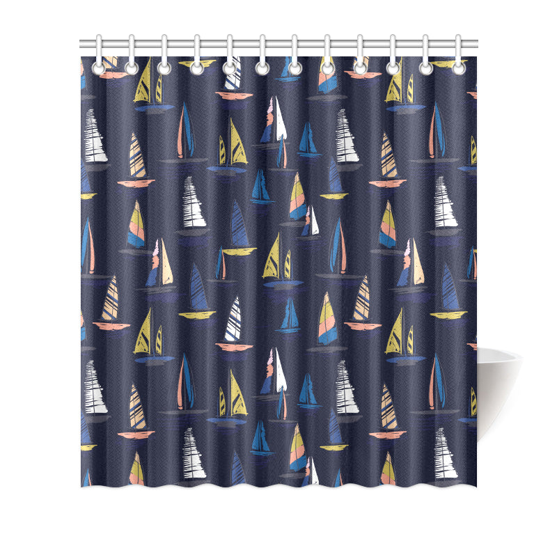 Sailing Ships Pattern Print Design A03 Shower Curtain