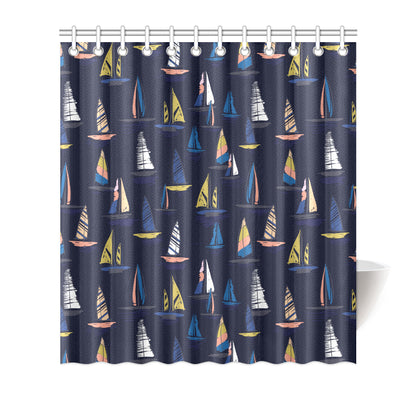 Sailing Ships Pattern Print Design A03 Shower Curtain