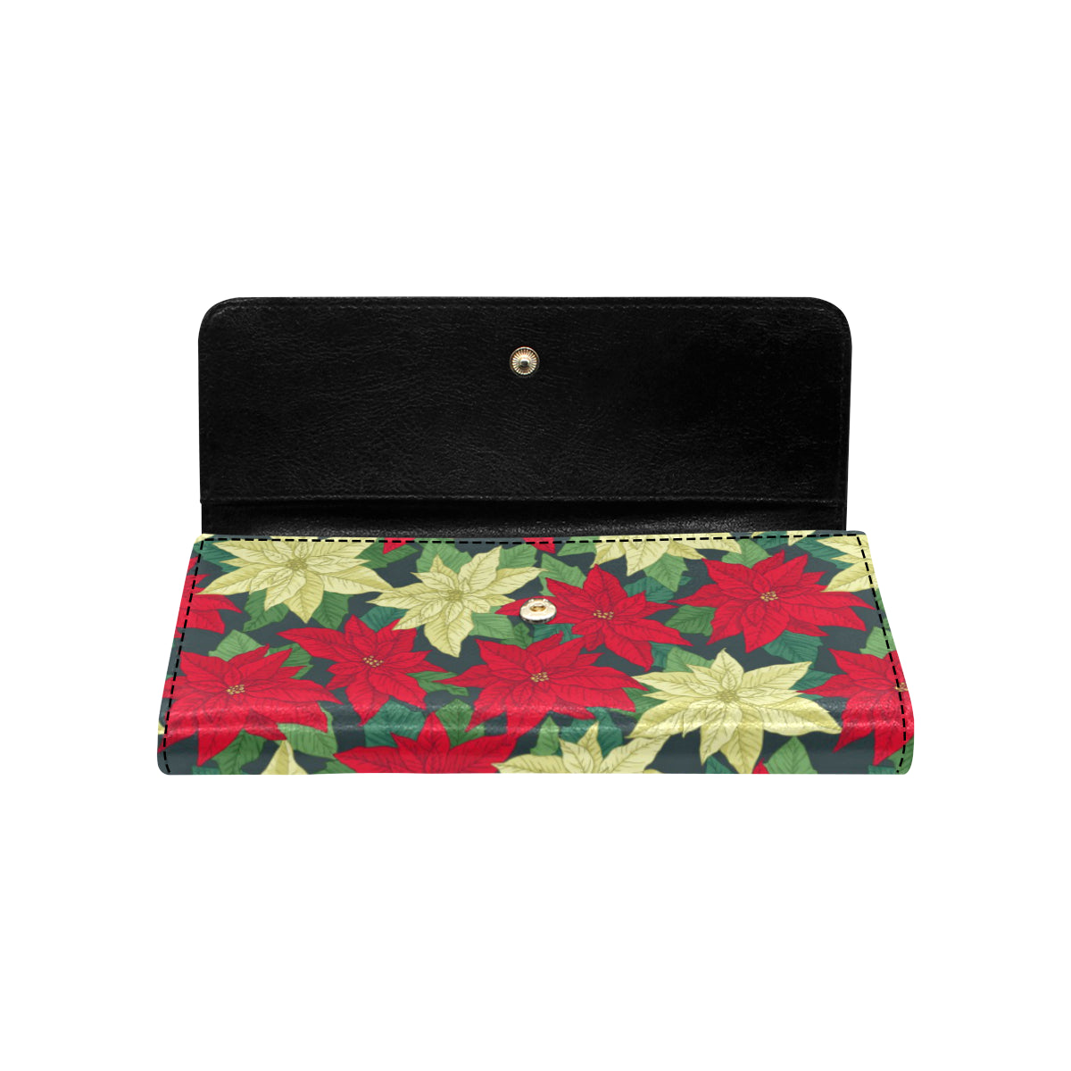 Poinsettia Pattern Print Design POT06 Women's Trifold Wallet
