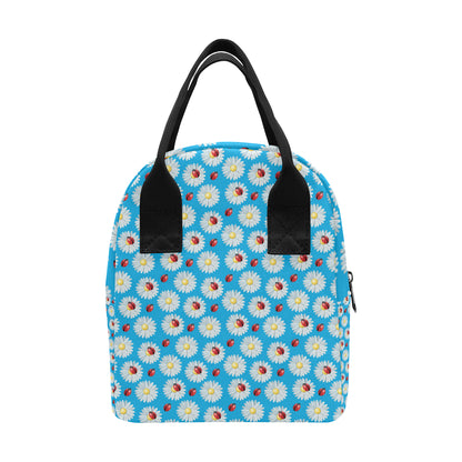 Ladybug with Daisy Themed Print Pattern Insulated Lunch Bag