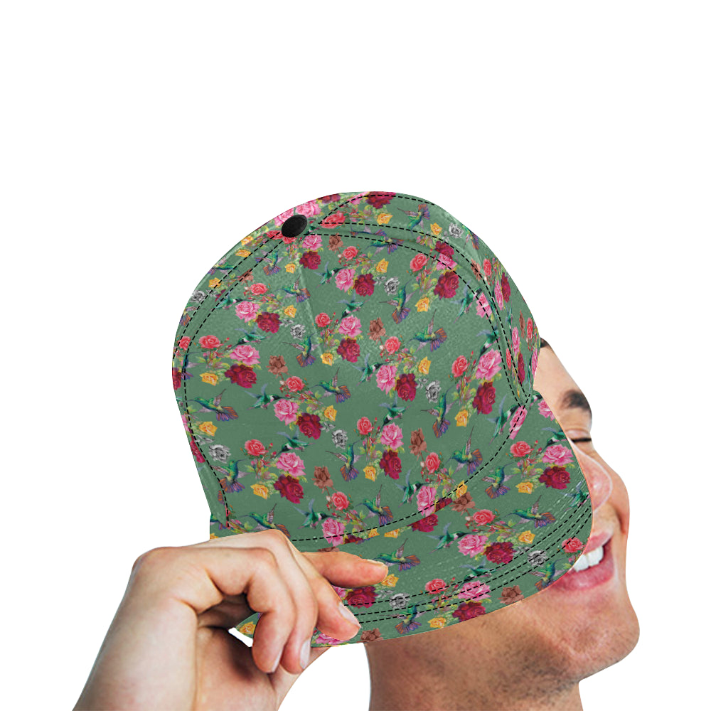Hummingbird with Rose Themed Print Snapback Cap