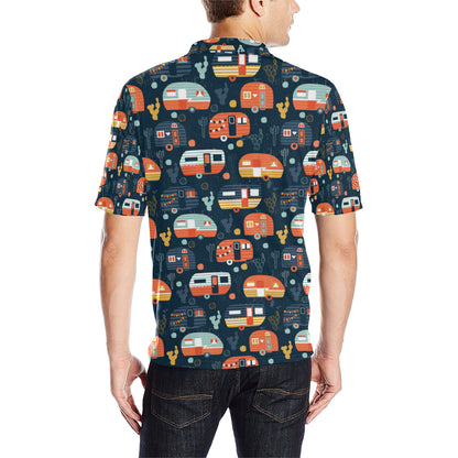 Camper Caravan Print Pattern Men Polo Shirt
