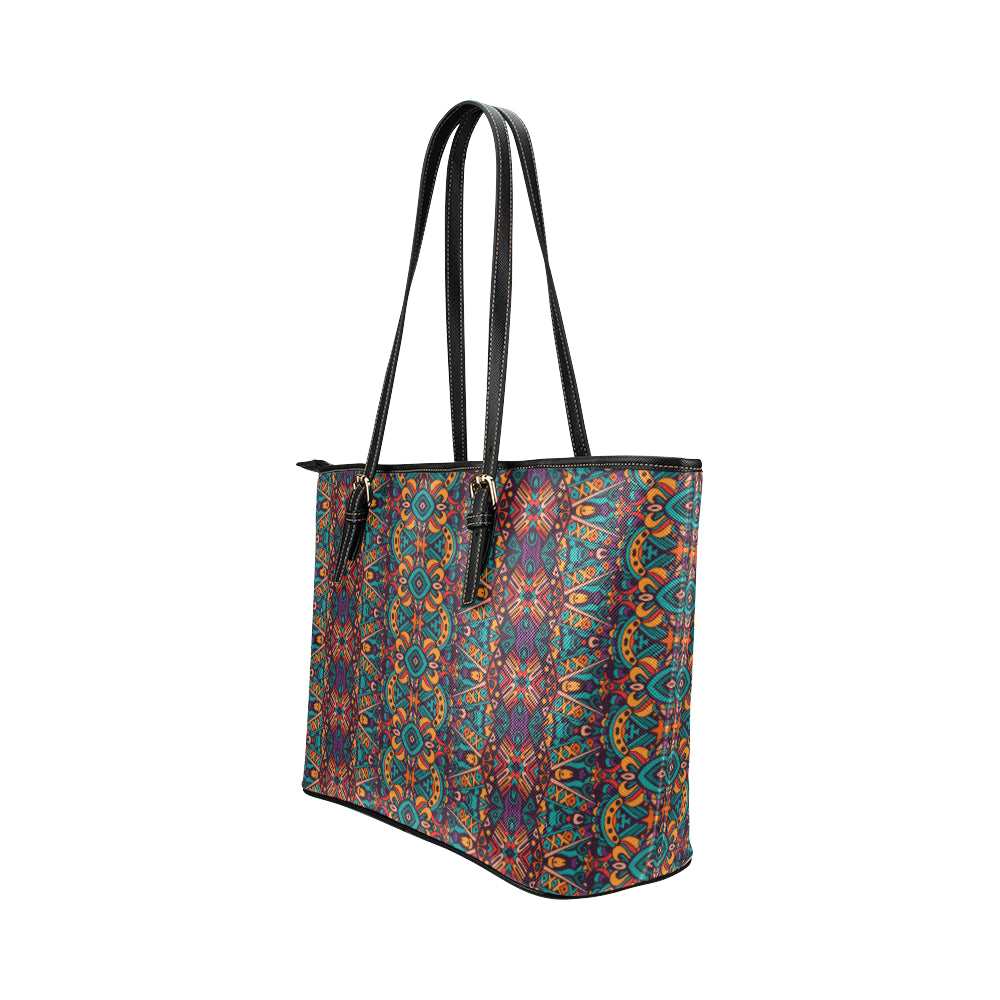 Ethnic Style Print Pattern Leather Tote Bag