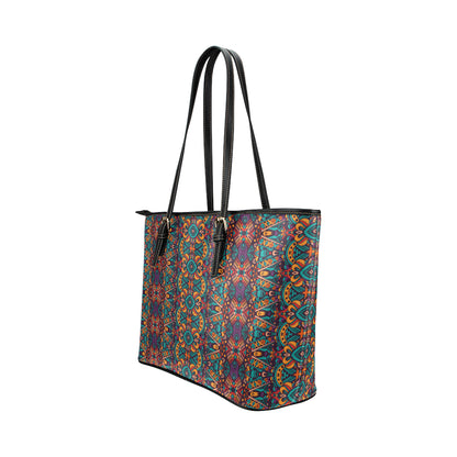 Ethnic Style Print Pattern Leather Tote Bag