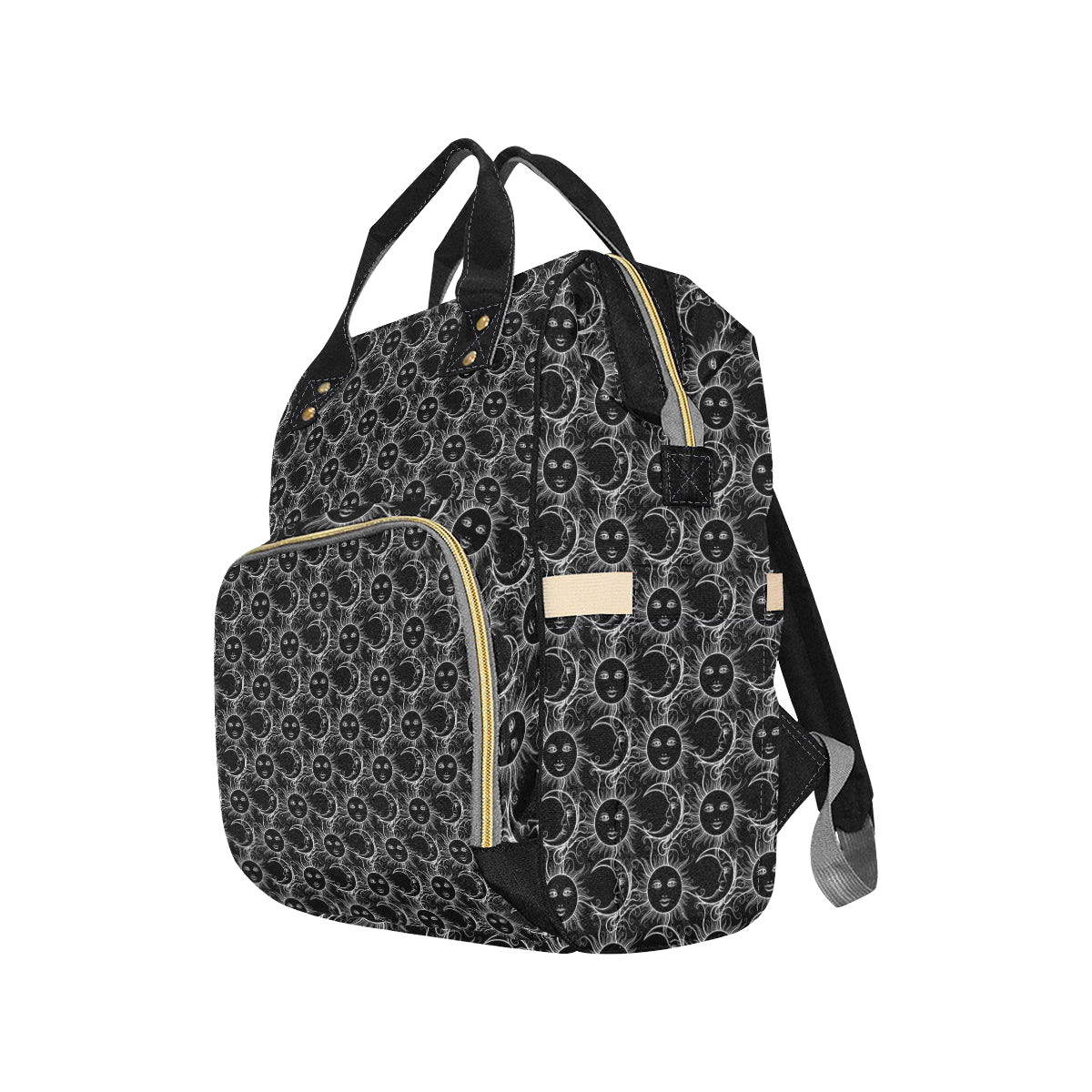 Sun Moon White Design Themed Print Diaper Bag Backpack