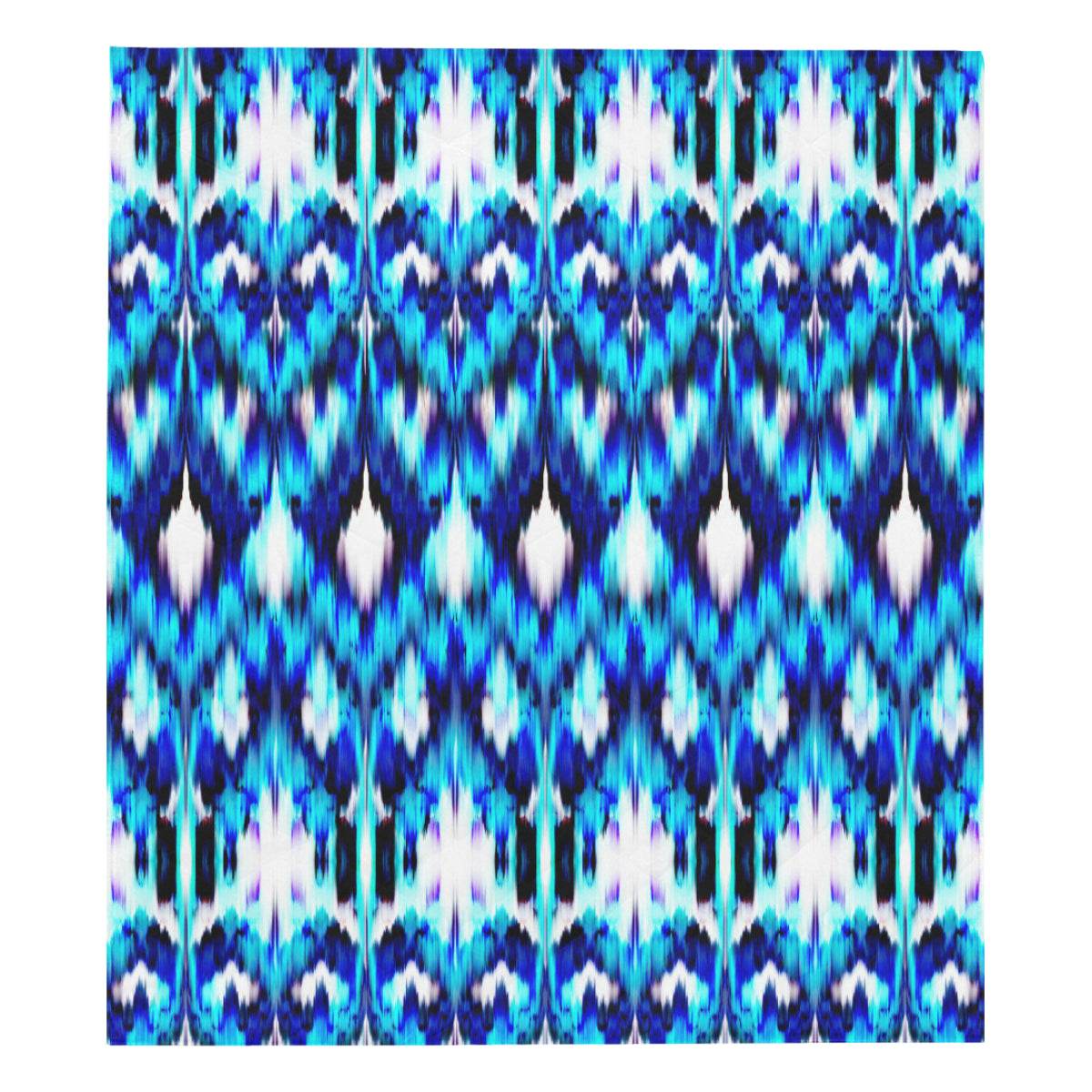 Ikat Blue Pattern Print Design 01 Premium Quilt