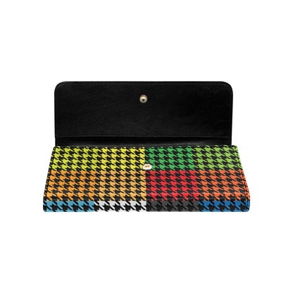 Houndstooth Colorful Pattern Print Design 01 Women's Trifold Wallet