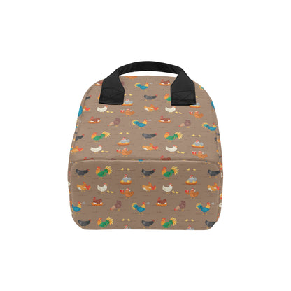Chicken Happy Print Pattern Insulated Lunch Bag