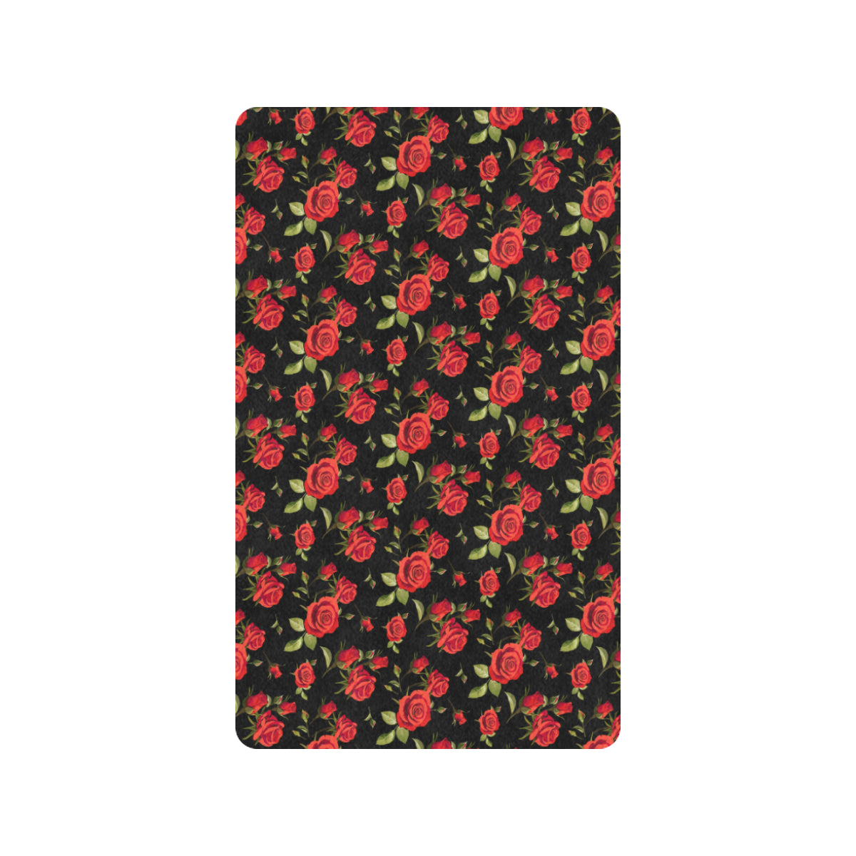 Red Rose Themed Print Rubber Doormat