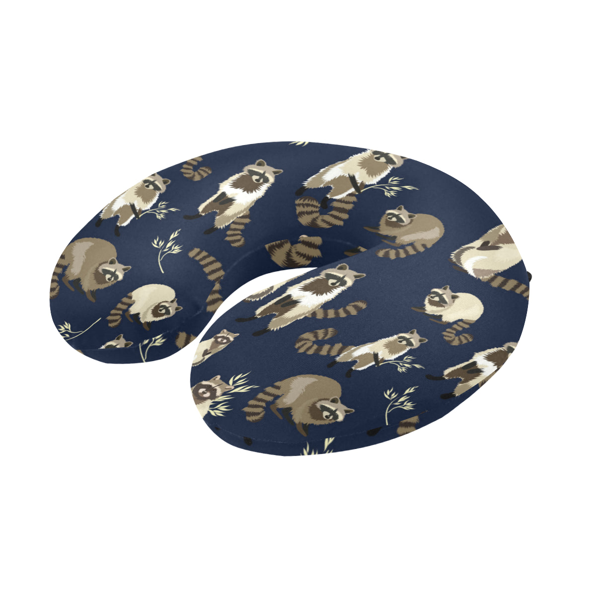 Raccoon Pattern Print Design A06 U-Shaped Travel Neck Pillow