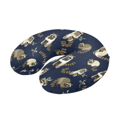 Raccoon Pattern Print Design A06 U-Shaped Travel Neck Pillow