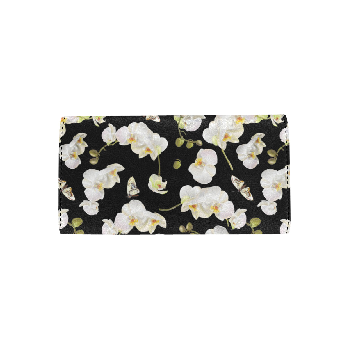 Orchid White Pattern Print Design OR011 Women's Trifold Wallet