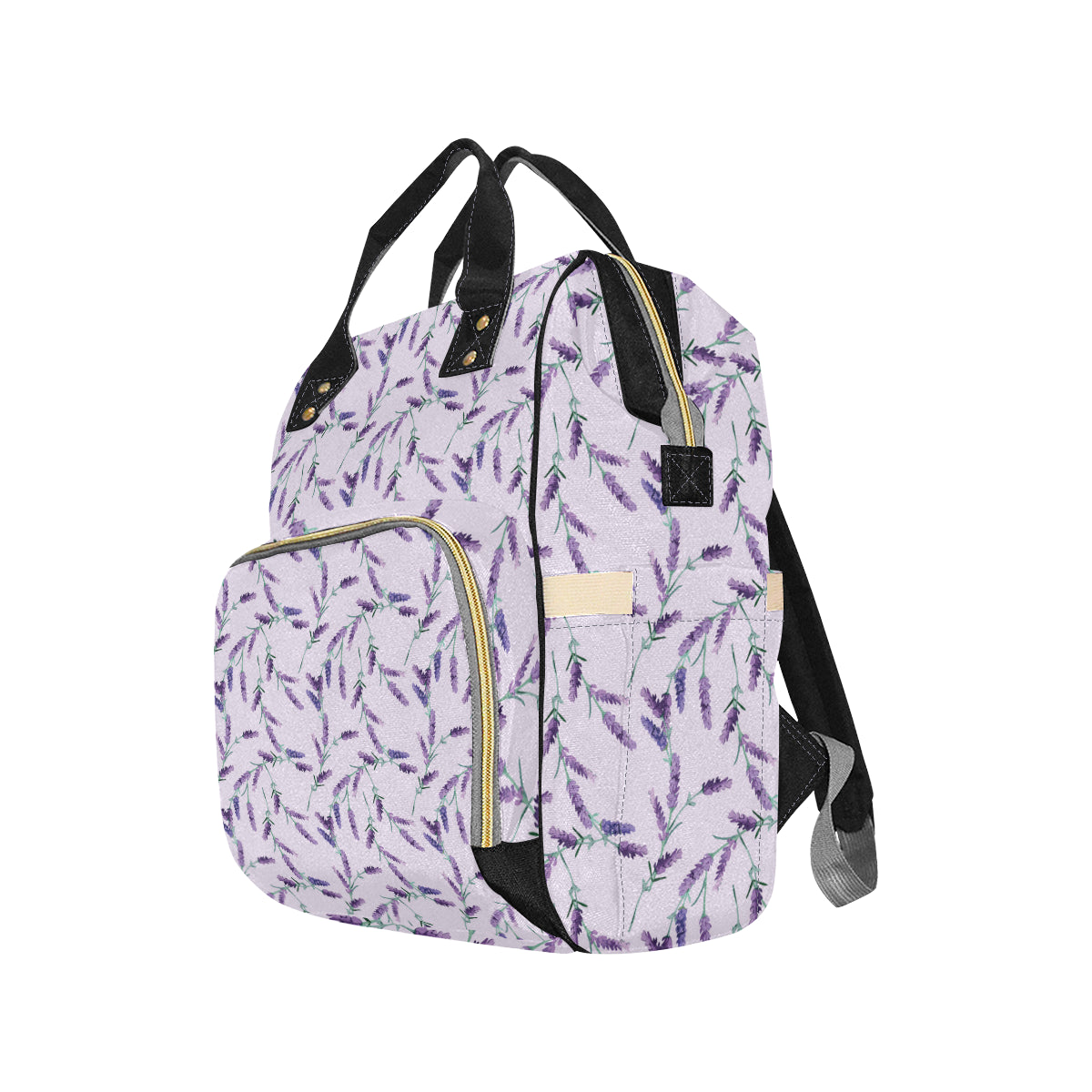 Lavender Pattern Print Design 02 Diaper Bag Backpack