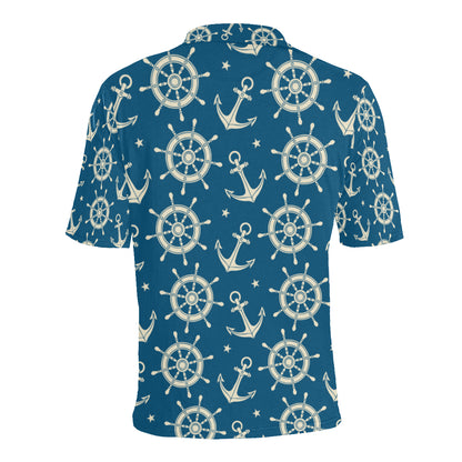 Anchor Pattern Print Design 01 Men Polo Shirt