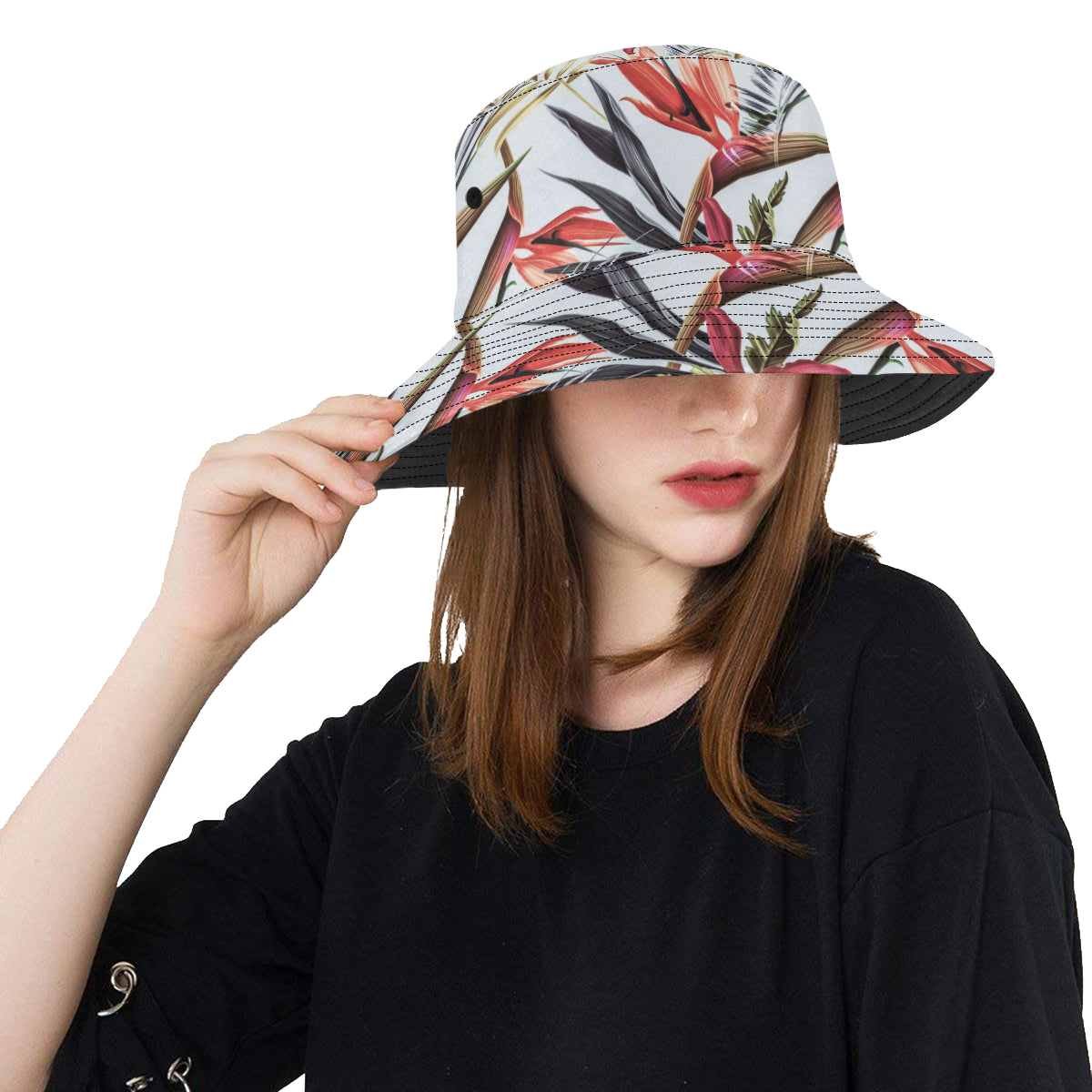 Tropical Flower Pattern Print Design TF021 Unisex Bucket Hat