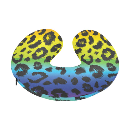 Rainbow Leopard Pattern Print Design A01 U-Shaped Travel Neck Pillow