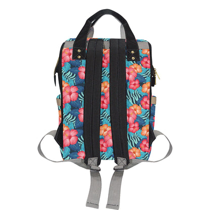 Red Hibiscus Pattern Print Design HB02 Diaper Bag Backpack