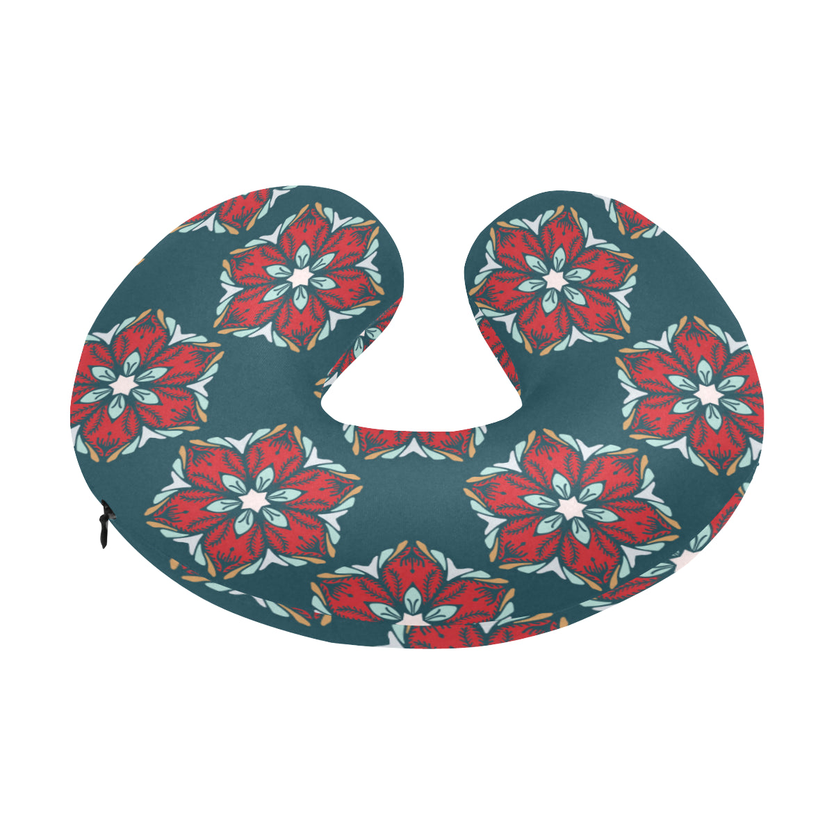 Poinsettia Pattern Print Design A03 U-Shaped Travel Neck Pillow