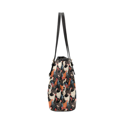 Chicken Print Pattern Leather Tote Bag