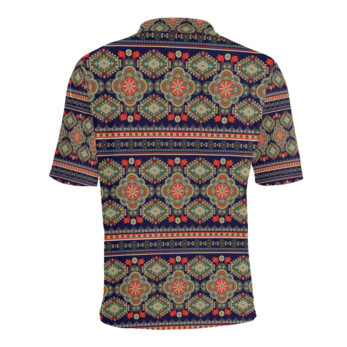 Ethnic Geometric Print Pattern Men Polo Shirt