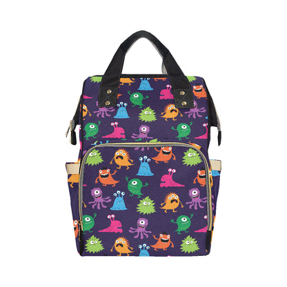 Monster Cartoon Pattern Print Design 02 Diaper Bag Backpack