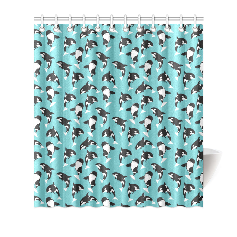 Whale Action Design Themed Print Shower Curtain