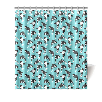 Whale Action Design Themed Print Shower Curtain