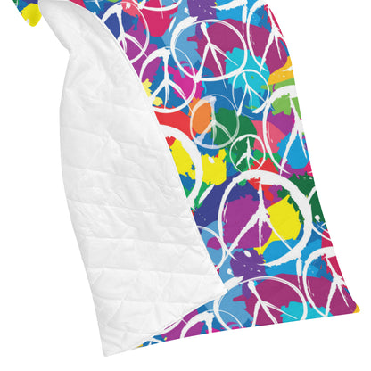 Peace Sign Colorful Pattern Print Design A02 Premium Quilt