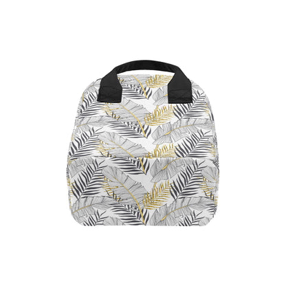 Gold Glitter Tropical Palm Leaves Insulated Lunch Bag