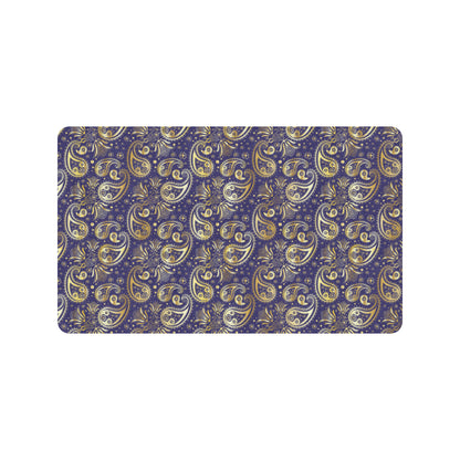 Paisley Blue Yellow Design Print Rubber Doormat