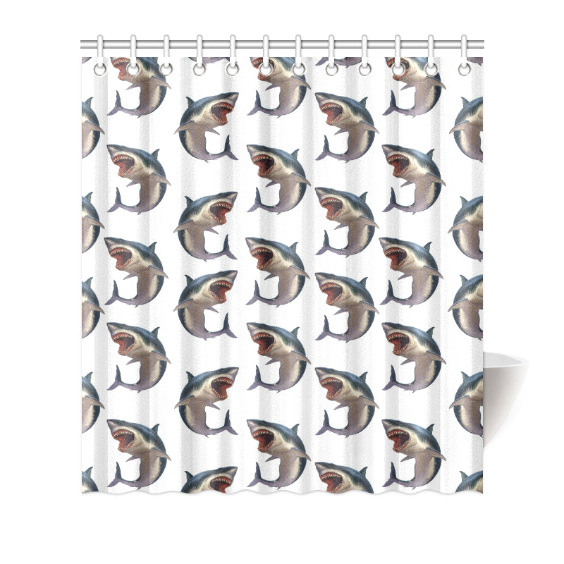Great White Shark Pattern Print Design 03 Shower Curtain
