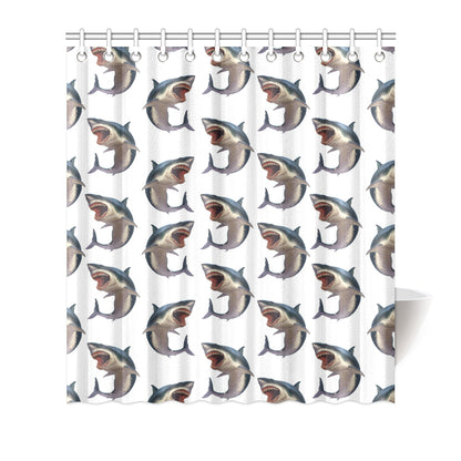 Great White Shark Pattern Print Design 03 Shower Curtain