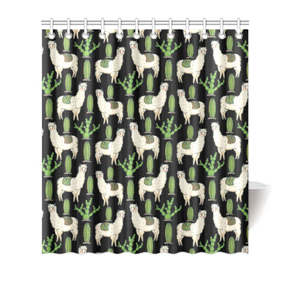 Llama Cactus Pattern Print Design 011 Shower Curtain