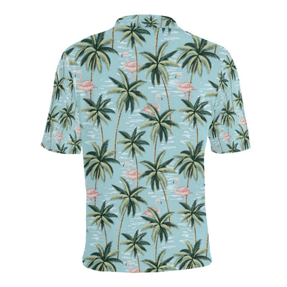 Palm Tree Pattern Print Design PT05 Men Polo Shirt