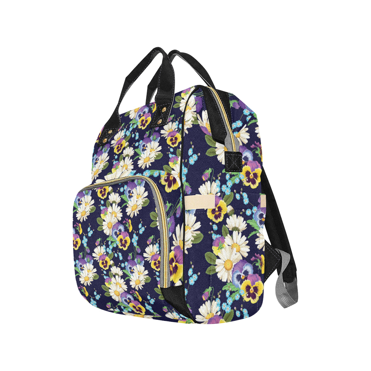 Pansy Pattern Print Design PS03 Diaper Bag Backpack