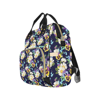 Pansy Pattern Print Design PS03 Diaper Bag Backpack