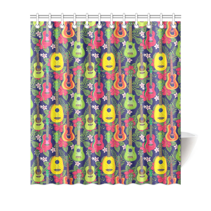 Ukulele Tropical Pattern Print Design 03 Shower Curtain